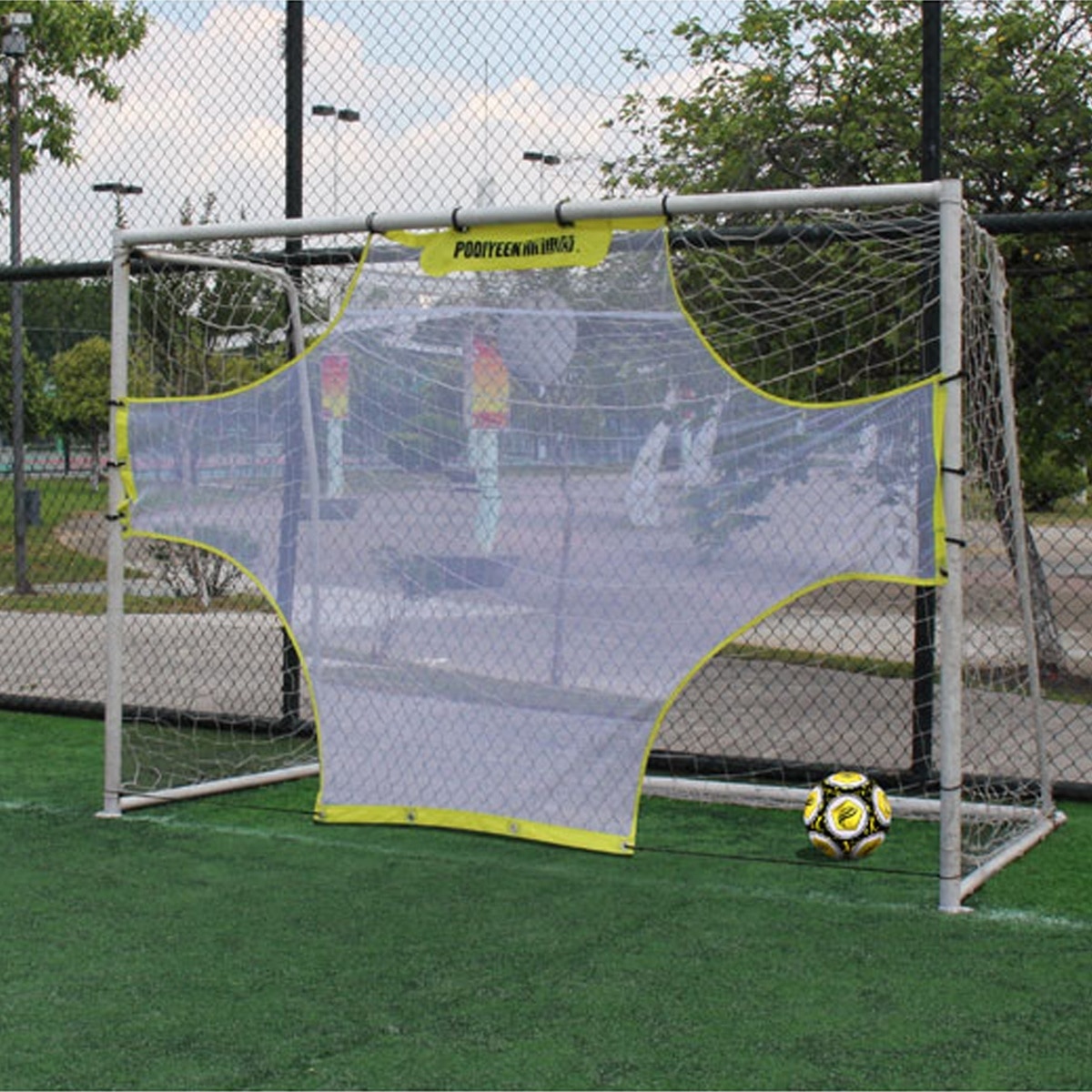 Pure2Improve 3m x 2m Goal Shot Football Corner Practice Net